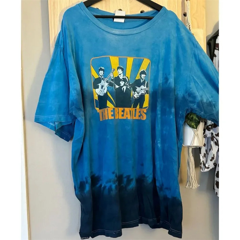 Vintage Liquid Blue The Beatles Tie-Dye Graphic T-Shirt Men's‎ 3XL